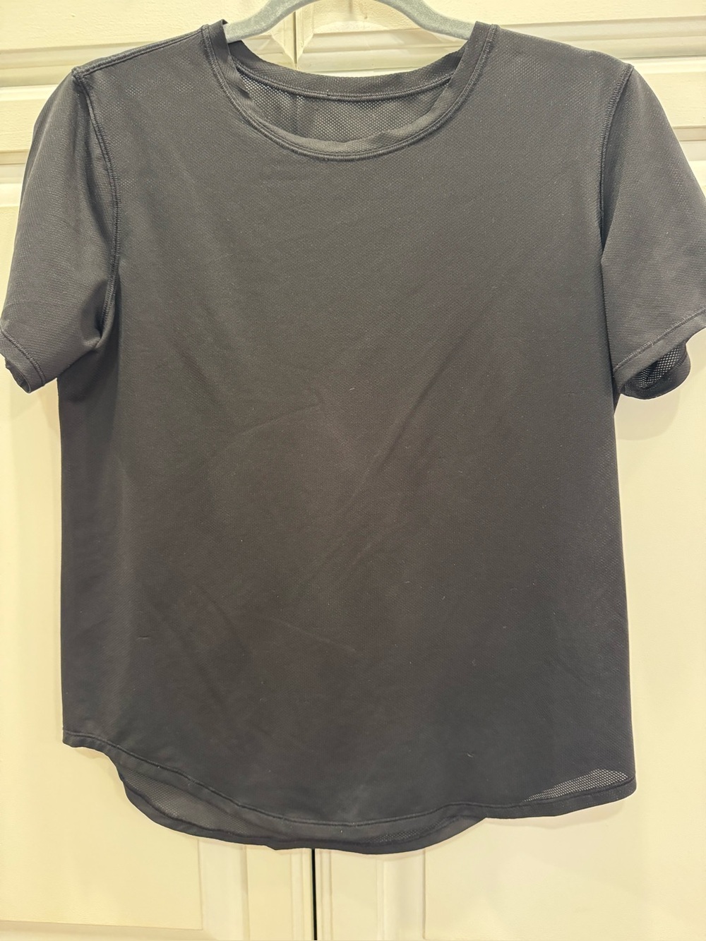 Lululemon Black Mesh Short Sleeve Running Athletic Top